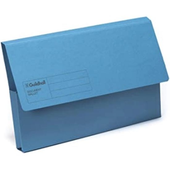 Picture of DOCUMENT WALLET CARDBOARD BLUE