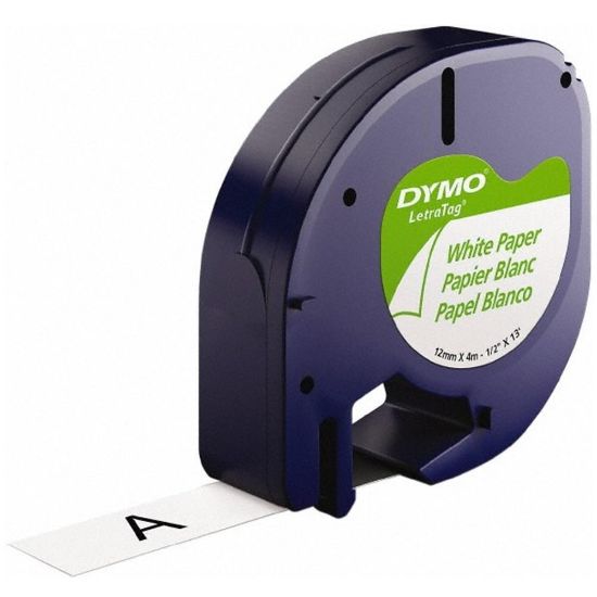 Picture of DYMO TAPE BLK/WHT 12MM X 4M PAPER 91200