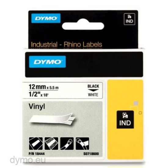 Picture of DYMO TAPE BLK/WHITE 12MM X 5.5M 18444
