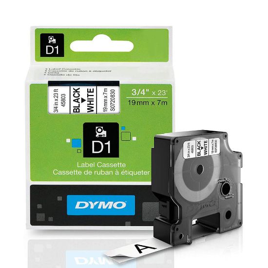 Picture of DYMO TAPE BLK/WHITE 19MM X 7M 45803