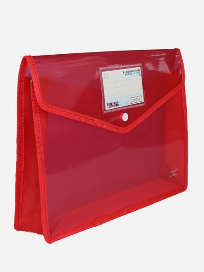 Picture of A4 FOLDER W. BUTTON RED PIPING