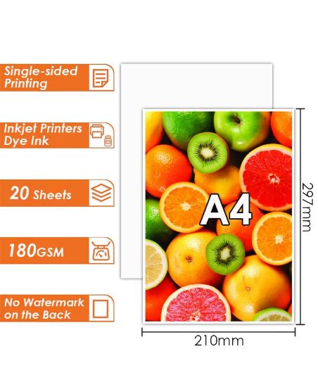 Picture of PHOTO PAPER A4 180GM GLOSS X20