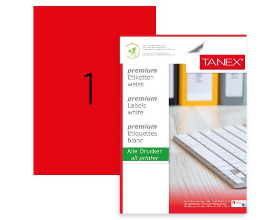 Picture of STICKERS RED 210X297MM 1/A4 25PCS