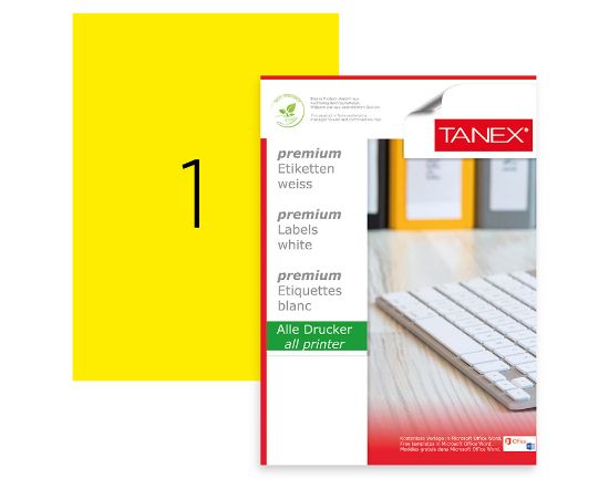 Picture of STICKERS YELLOW 210X297MM 1/A4 25PCS