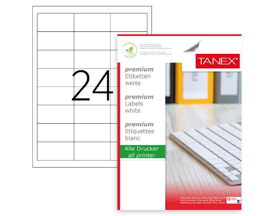 Picture of STICKERS WHITE 64.6X33.8MM 24/A4 100PCS