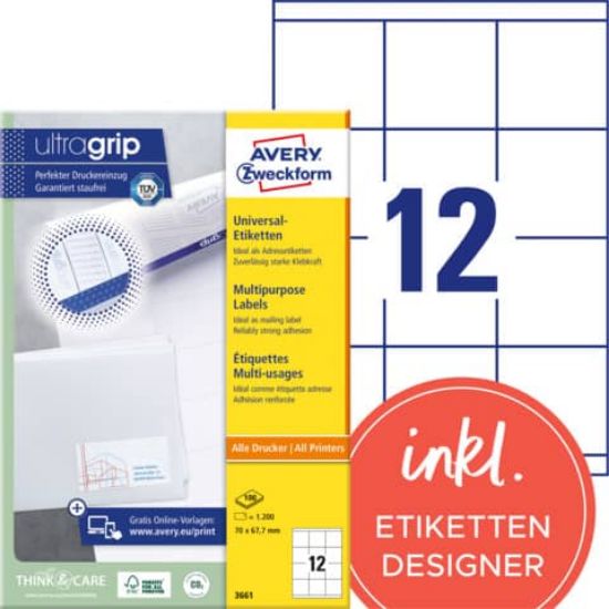 Picture of STICKERS WHITE 70X67.7 AVERY 12/A4