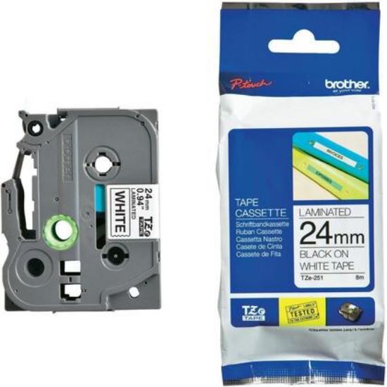 Picture of BROTHER TAPE BLACK ON WHITE TZE251 24MM