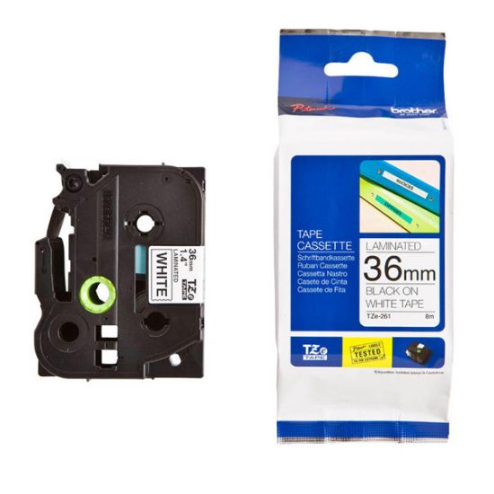 Picture of BROTHER TAPE BLACK ON WHITE TZE261 36MM