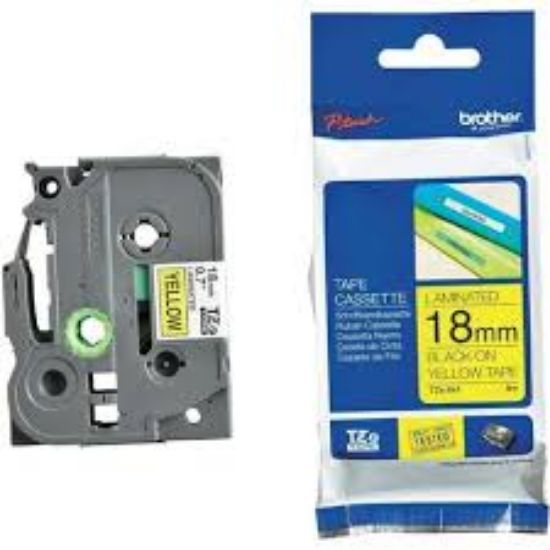 Picture of BROTHER TAPE BLACK ON YELLOW TZE641 18MM