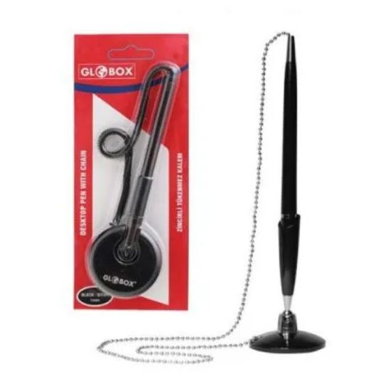 Picture of DESKTOP PEN WITH CHAIN BLACK GLOBOX