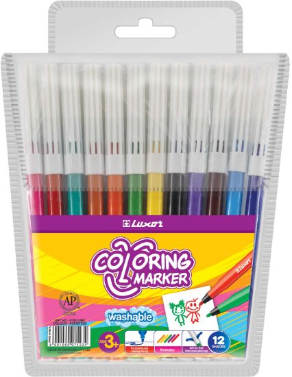Picture of FIBRE COLOUR MARKERS 12COL LUXOR