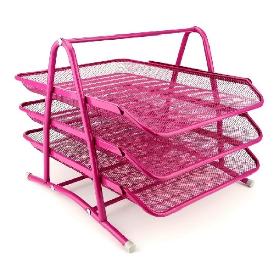 Picture of WIRE TRAY SET OF 3 PINK