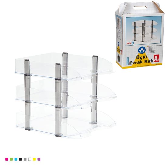 Picture of DESK TRAYS EXECUTIVE X3 TRANSPARENT 4093