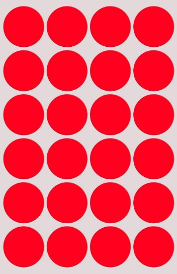 Picture of ROUND STICKERS 25MM RED ON A4 X100 SHT