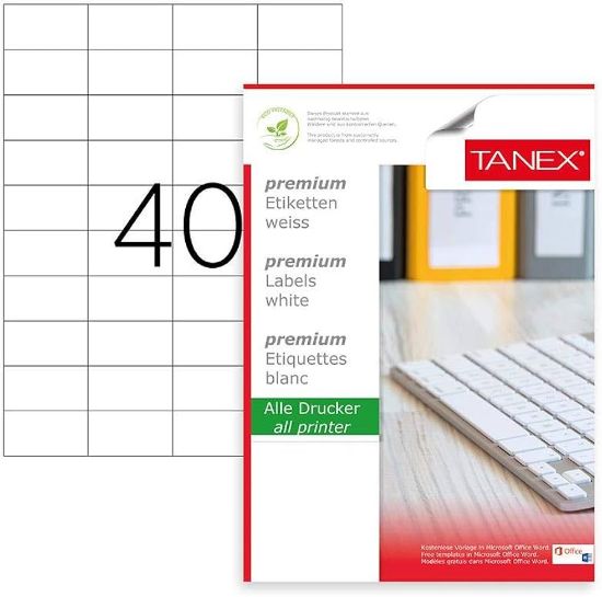 Picture of STICKERS WHITE 48.5X25.4MM 40/A4 TW-2240