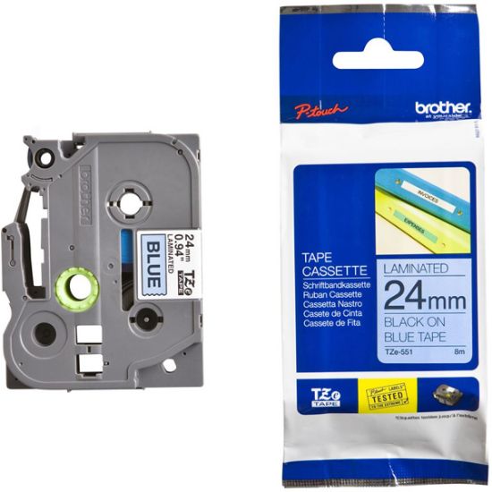 Picture of BROTHER TAPE BLACK ON BLUE TZE551 24MM