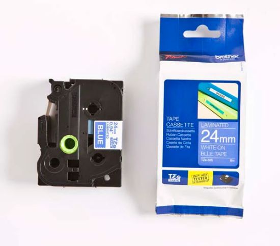 Picture of BROTHER TAPE WHITE ON BLUE TZE555 24MM