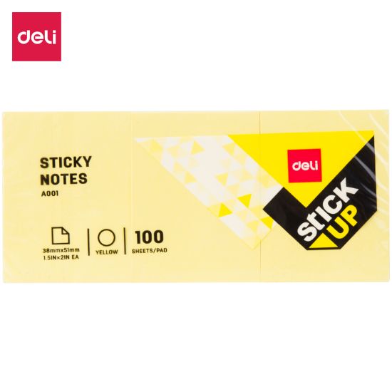 Picture of STICKY NOTES 40X50 YELLOW 3X100SHTS DELI