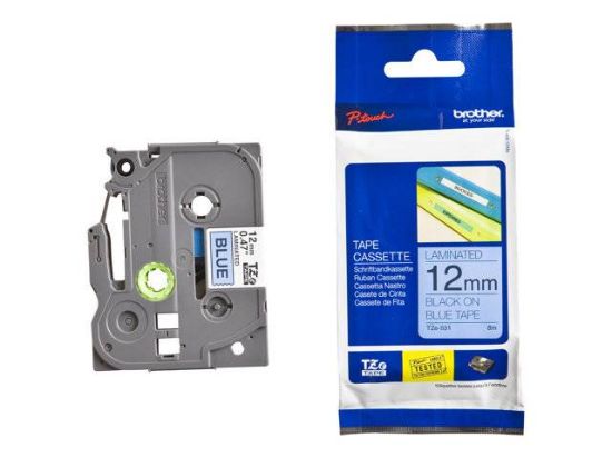 Picture of BROTHER TAPE BLACK ON BLUE TZE521 9MM