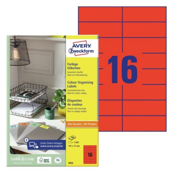 Picture of STICKERS RED 105X37MM 100PCS AVERY