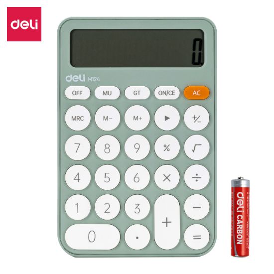 Picture of CALCULATOR EM124 GREEN 12 DIG DELI