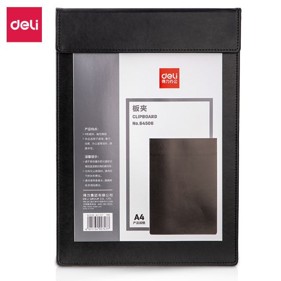Picture of CLIPBOARD A4 LEATHER DELI 64506