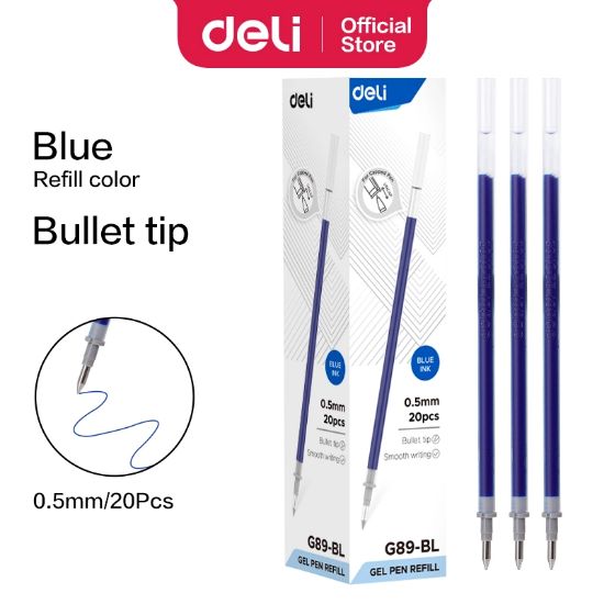 Picture of DELI GEL DESK PEN REFILL 0.5MM BLUE G89