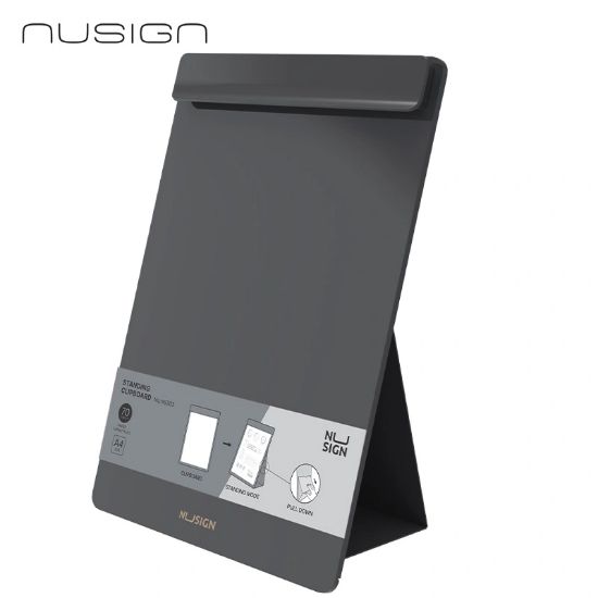 Picture of CLIPBOARD A4 LEATHER W/STAND DELI NS503
